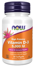 NOW VITAMIN D3 5000UI x 30 softgels