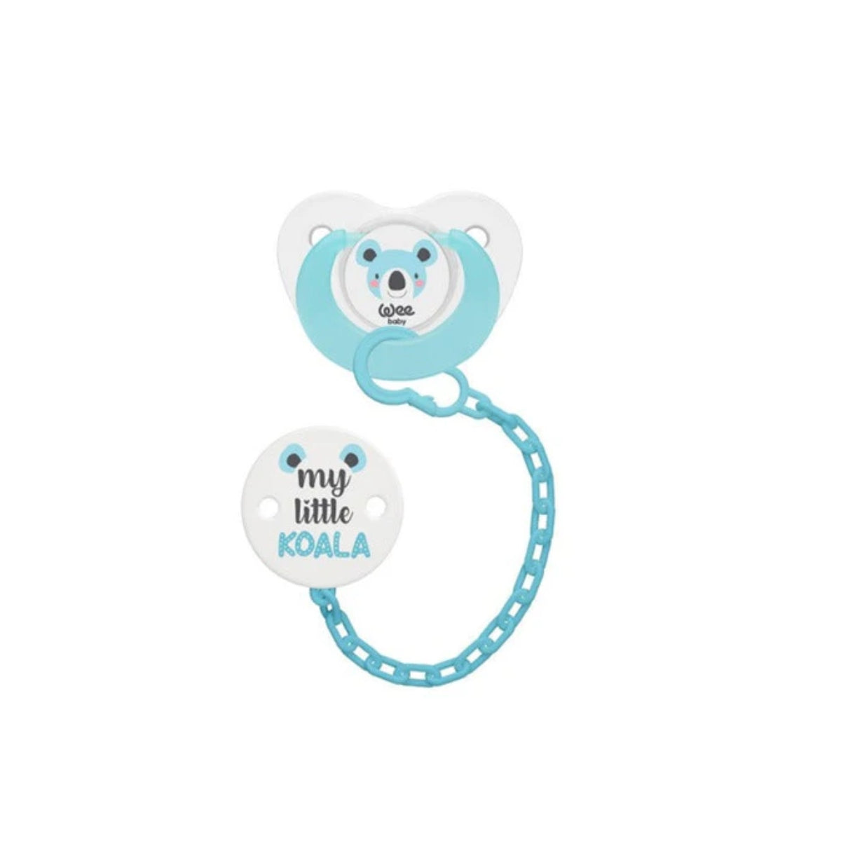 WEE BABY PACIFIER and HOLDER SET 0-6M BLUE KOALA
