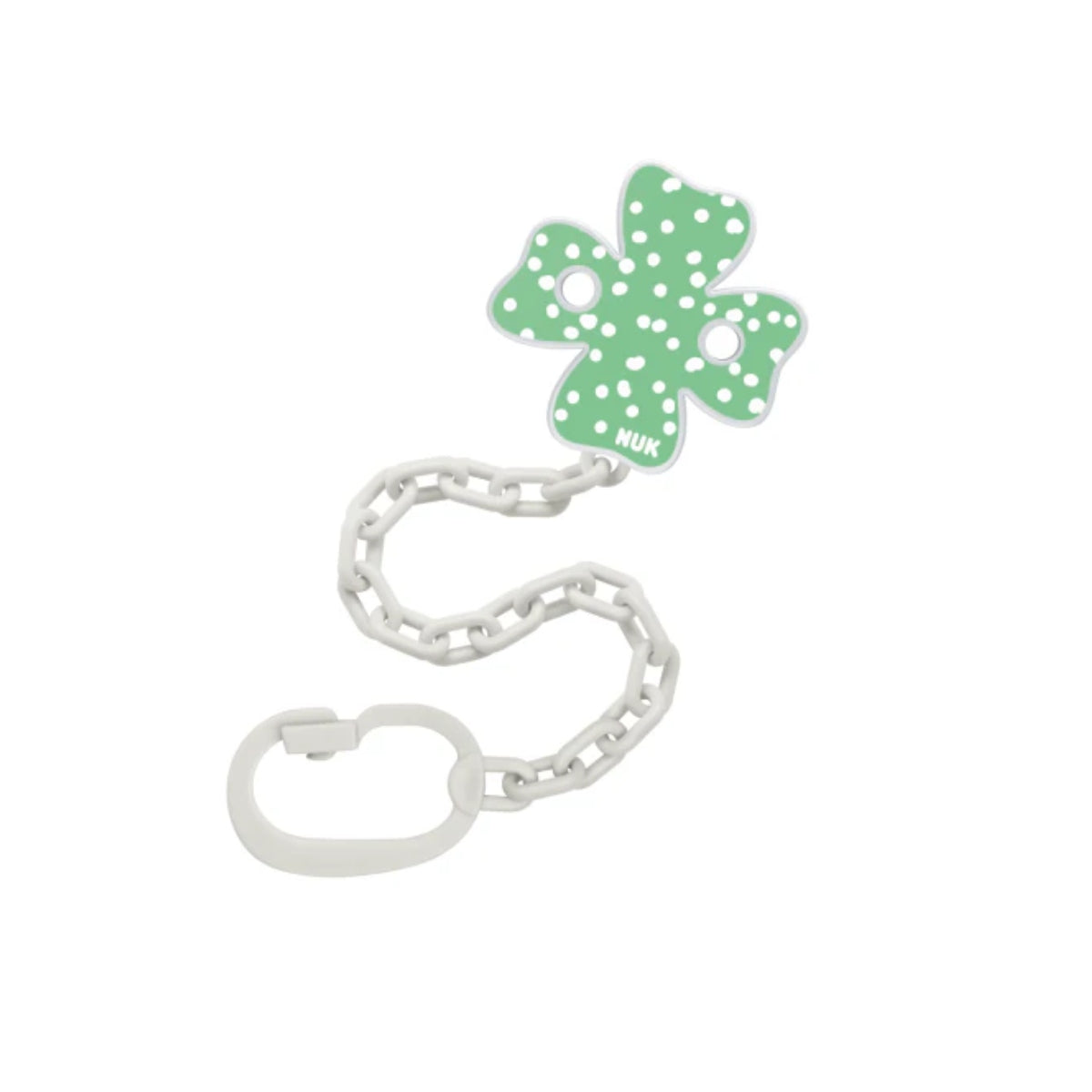 NUK SOOTHER CHAIN WITH RING GREEN WITH WHITE DOTS