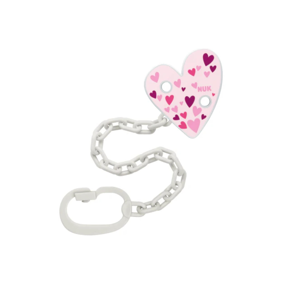 NUK SOOTHER CHAIN WITH RING PINK HEART
