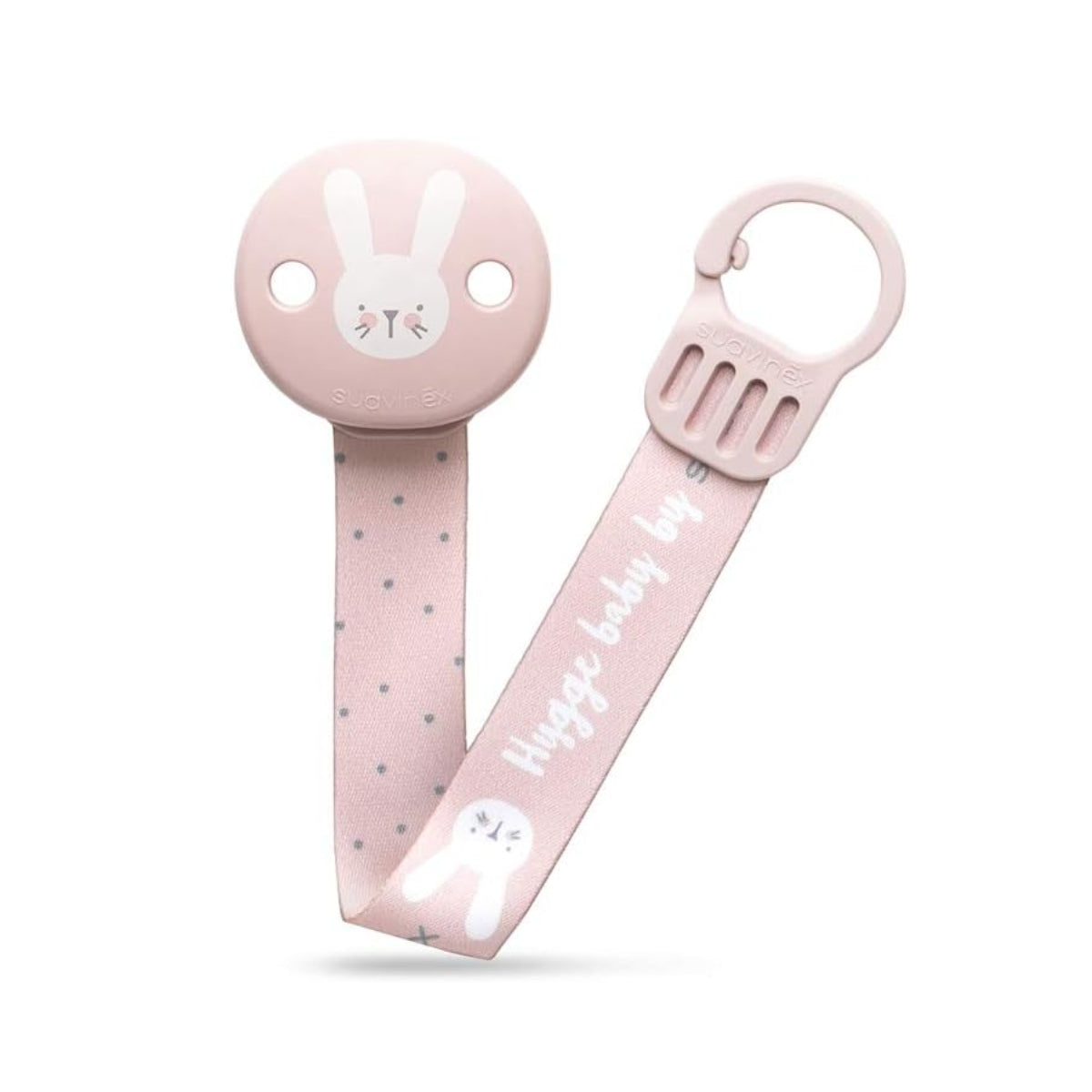 SUAVINEX SOOTHER CLIP WITH RIBBON PINK