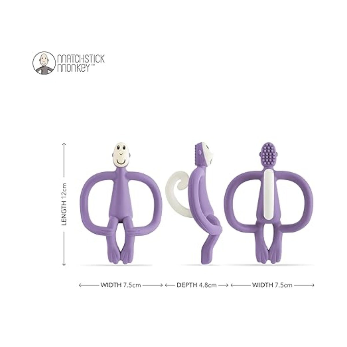 MATCHSTICK MONKEY TEETHING TOY AND GEL APPLICATOR PURPLE MONKEY