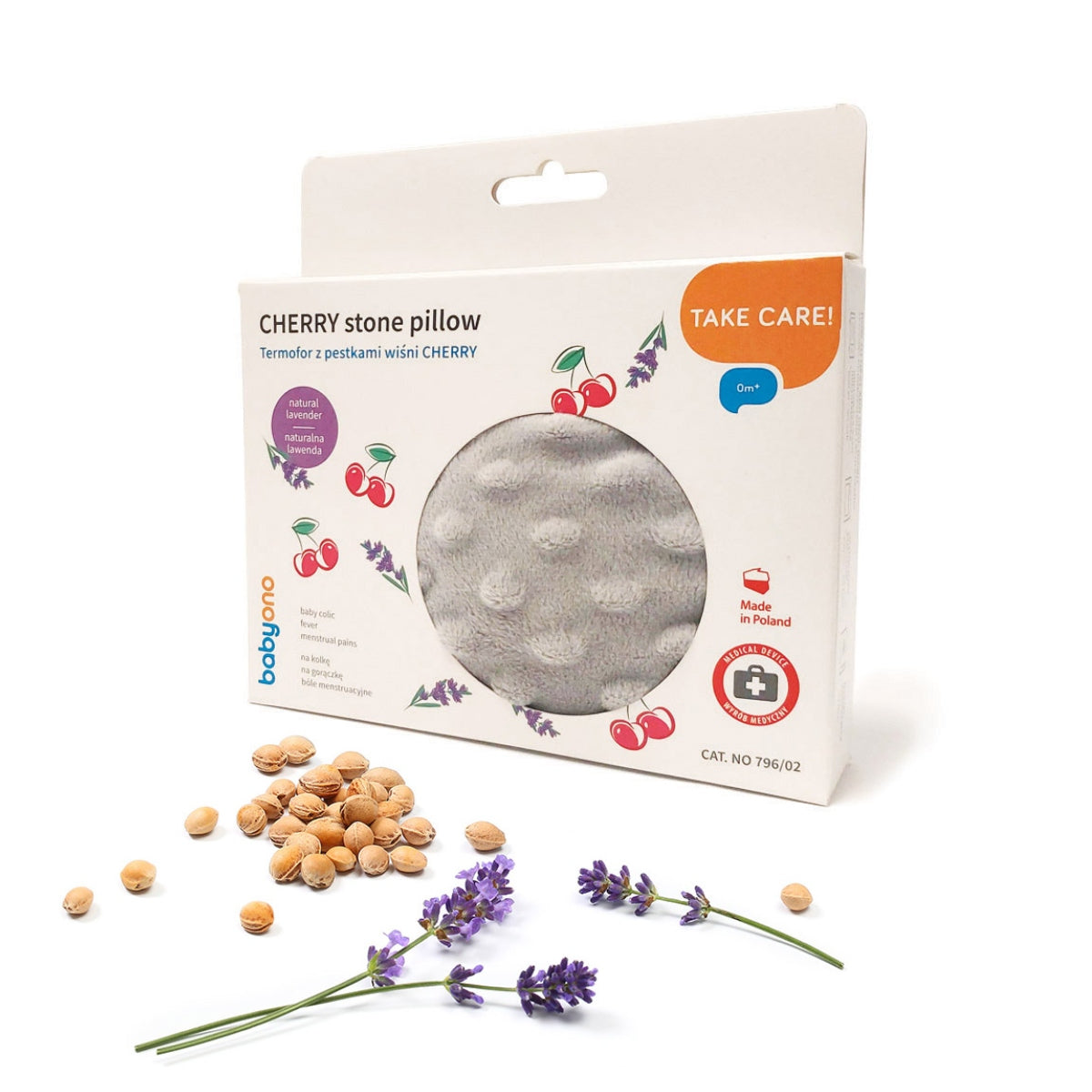 BABYONO CHERRY STONE PILLOW GREY(Brez me Fara Qershie Gri)