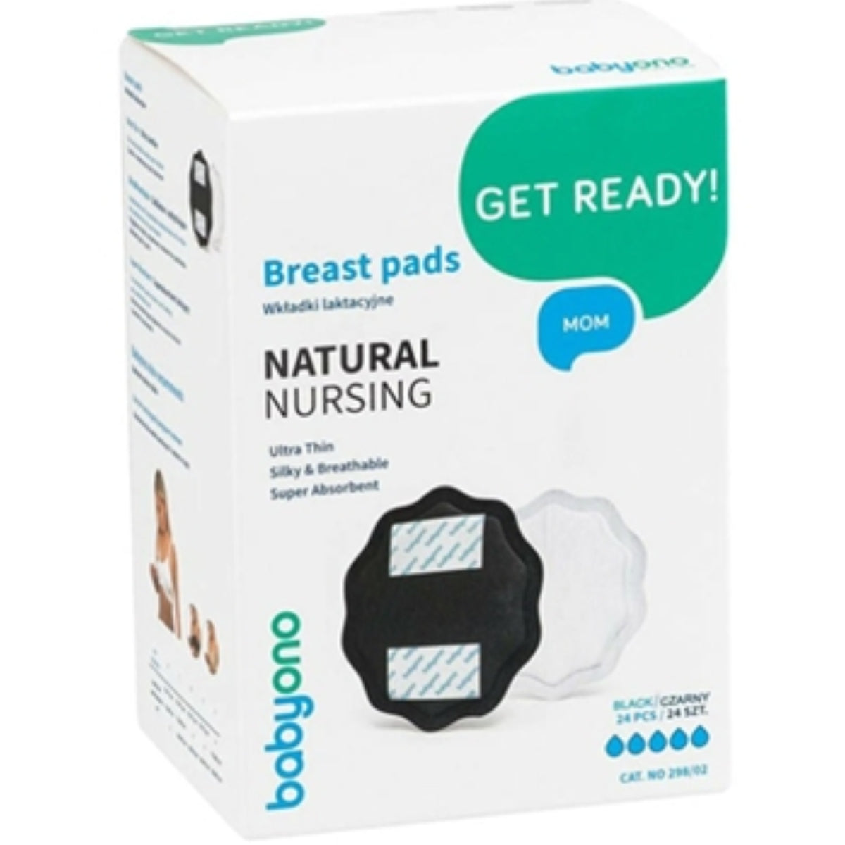 BABYONO BREAST PADS BLACK 24PCS