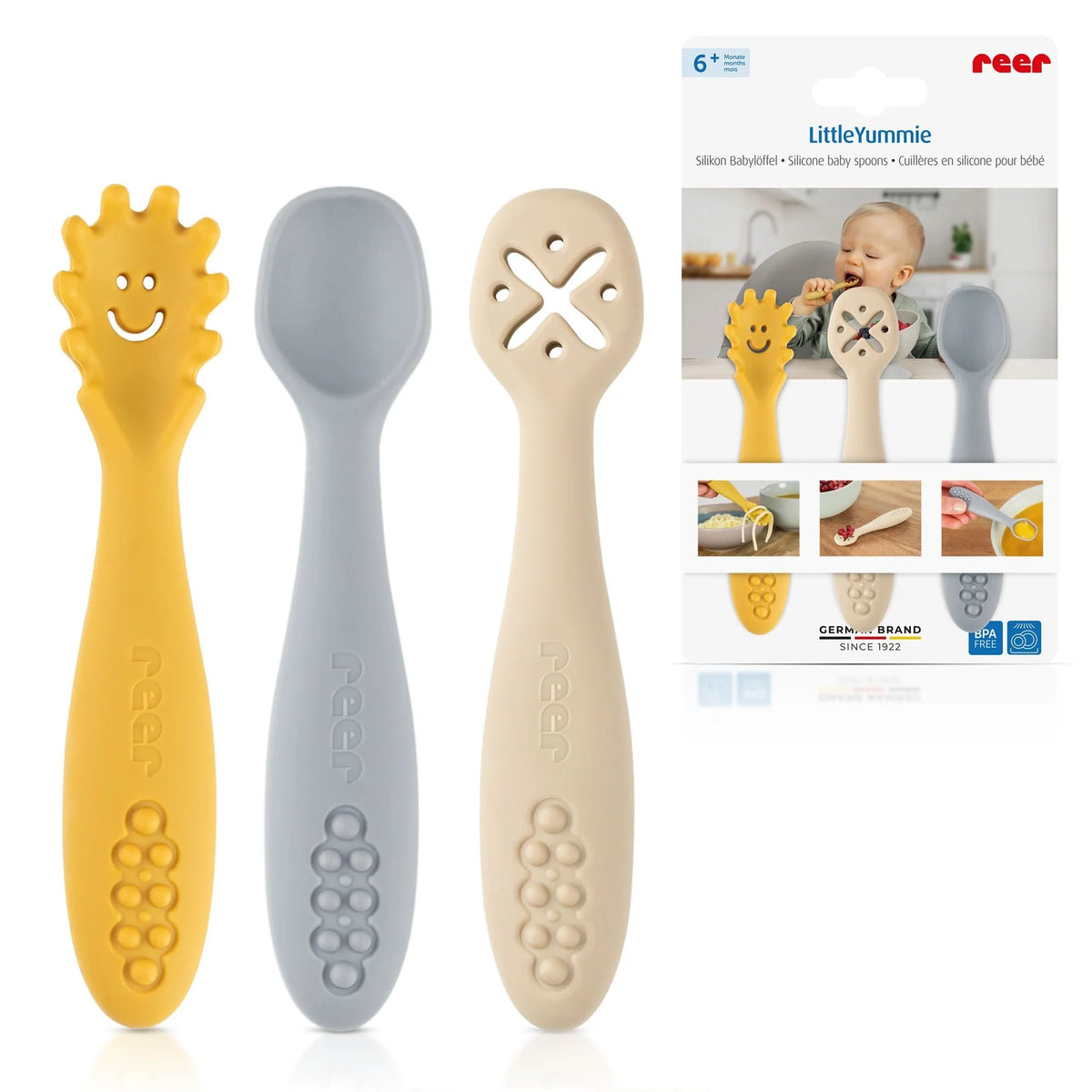 REER LittleYummie Silicone Baby Spoon 6 muaj+ – Lugë Silikoni për Bebe