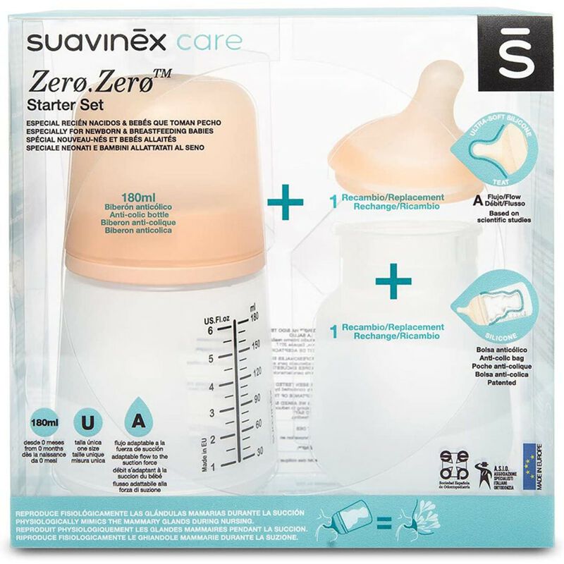 BIBERON PLASTIK SUAVINEX STARTER SET ZERO ZERO BOTTLE 180 ML