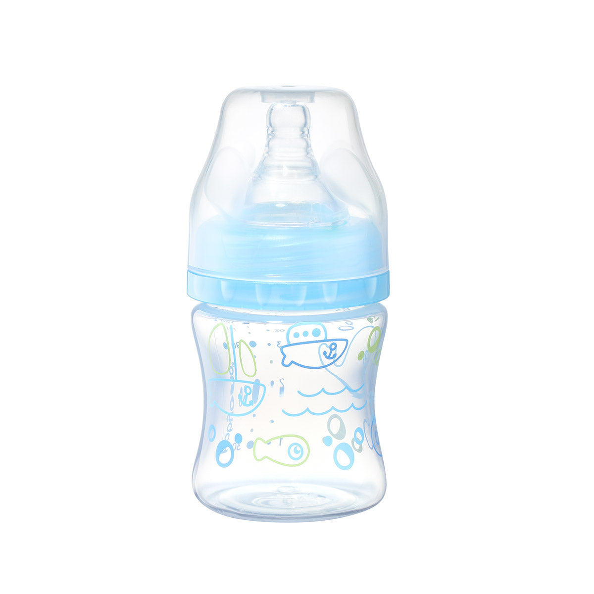 BIBERON PLASTIK BABYONO ANTI COLIC WIDE-NECK BOTTLE 120ML BLUE