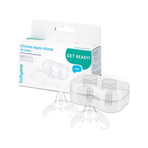 BABYONO SILICONE NIPPLE SHIELDS IN CASE SIZE S M