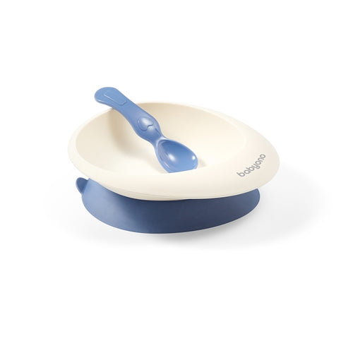 BABYONO SUCTION BOWL WITH A SPOON BLUE 6M+
