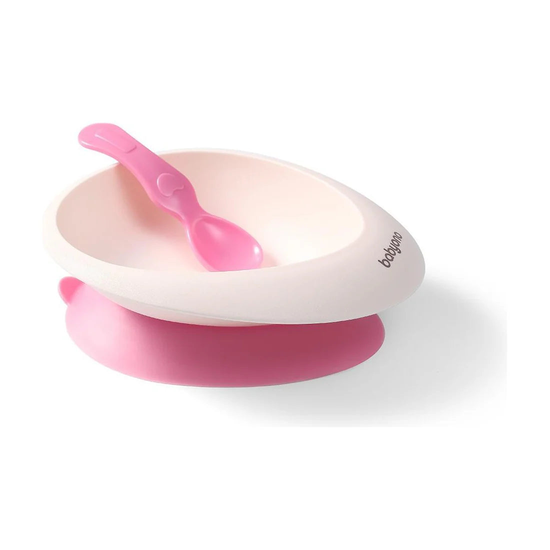 BABYONO SUCTION BOWL WITH A SPOON PINK 6M+