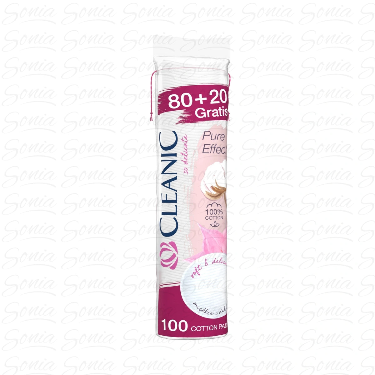 Cleanic Face Care Cotton Pads - Pure Effect Cotton Pads, 80+20 free
