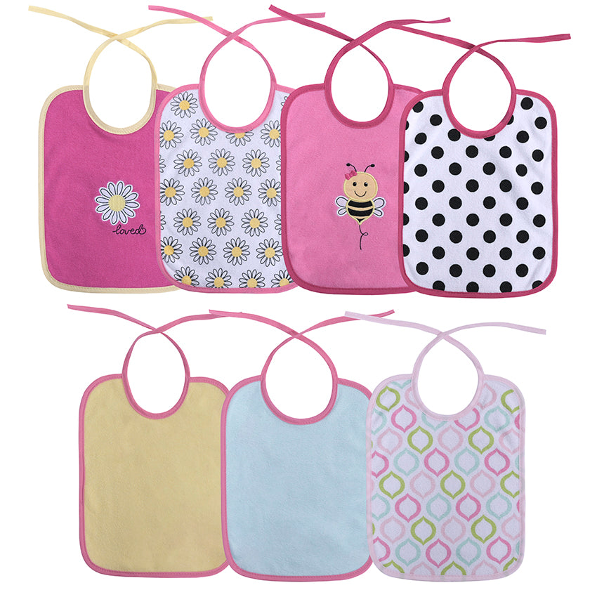 LORELLI BIBS SET 7 PCS DOUBLE WITH TIES PINK