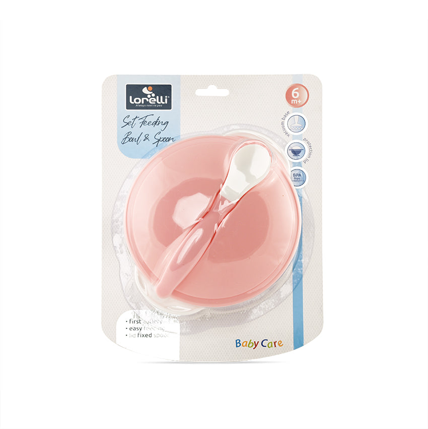 LORELLI SET FEEDING BOWL AND SPOON 6M+ PINK KODI 10230400005