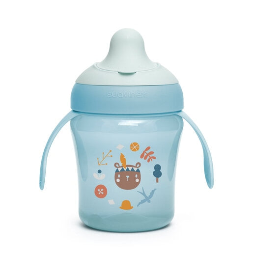 SUAVINEX NON SPILL LEARNING CUP WITH RIGID SPOUT+6M 200ML BLU