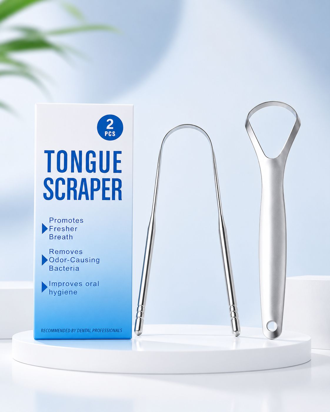 Tongue Scraper Pastrues Gjuhe Metalik me 2 Pjese