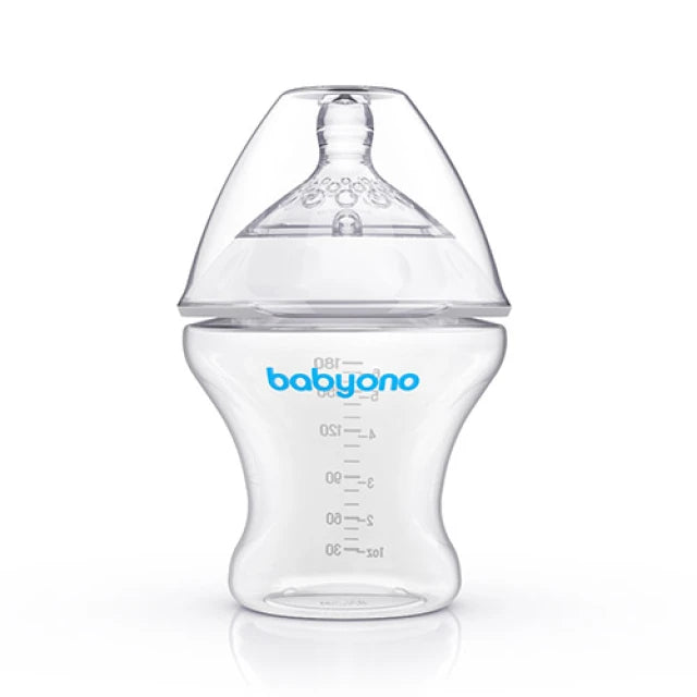 BIBERON PLASTIK BABYONO NATURAL NURSING ANTI COLIC BOTTLE WIDE NECK 180ML