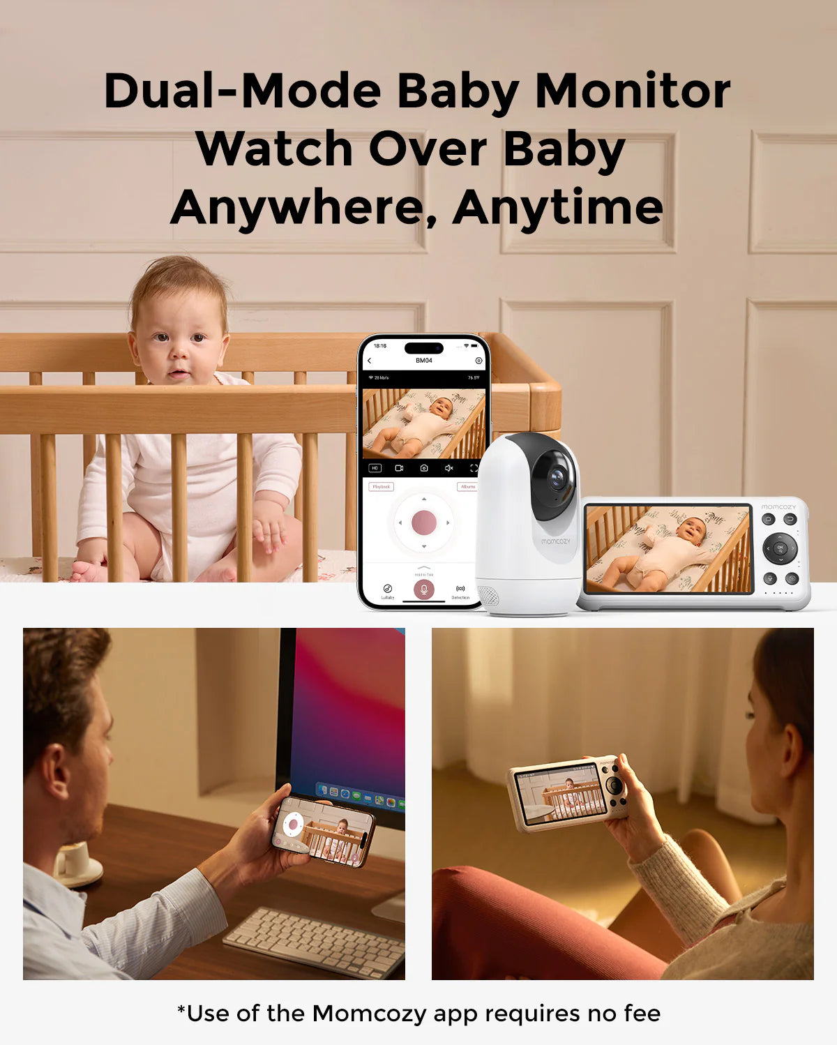 Momcozy BM04 Smart Baby Monitor– Monitor Inteligjent për Fëmijë me Ekran 5” dhe Wi-Fi