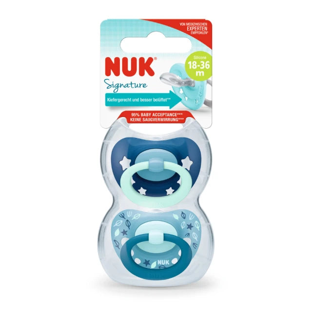 NUK SIGNATURE SOOTHER SILICONE 18-36M GREEN/BLUE