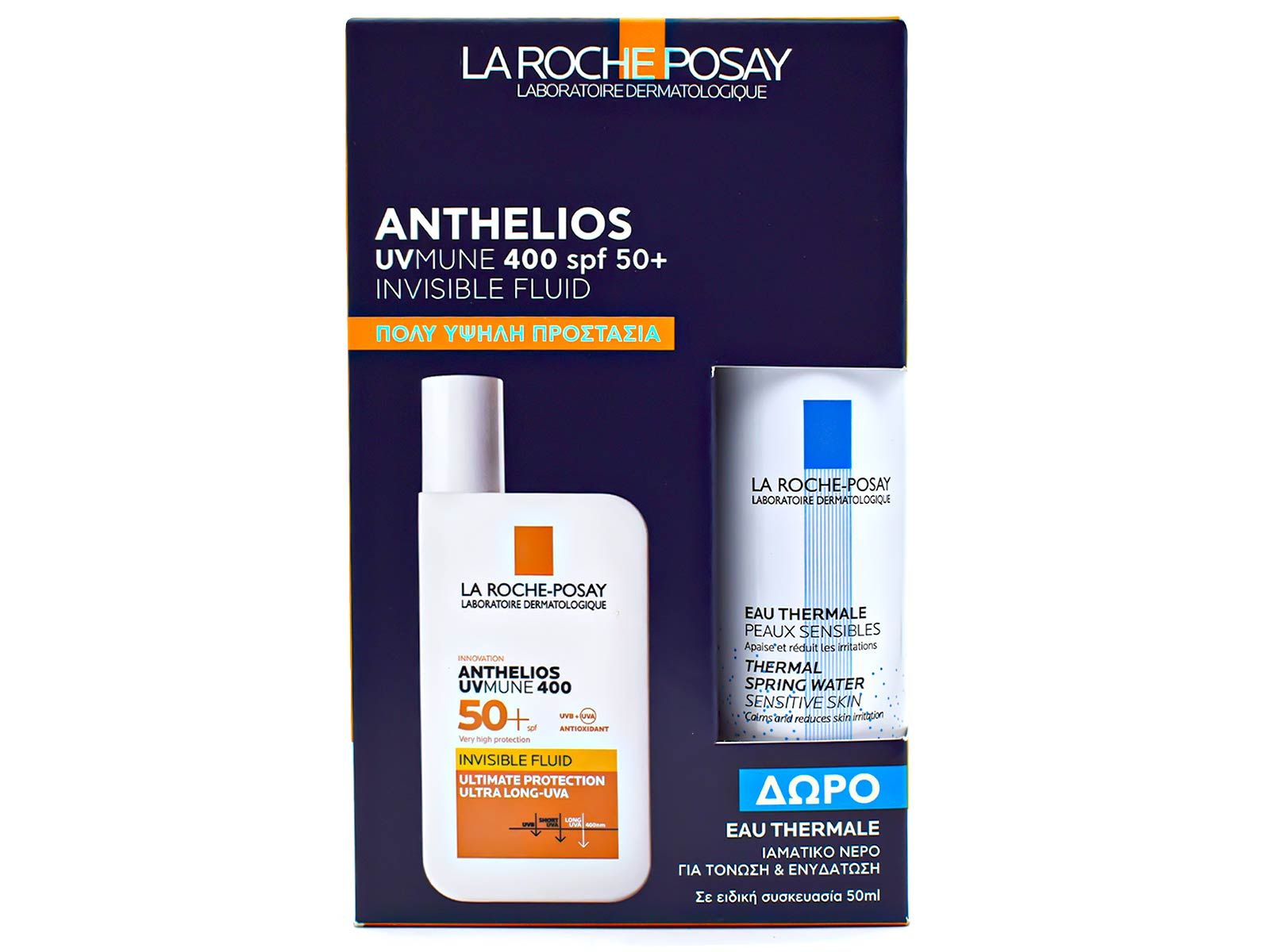 La Roche Posay Anthelios UVmune 400 SPF50+ Face Invisible Fluid 50ml & Eau Thermale  50ml