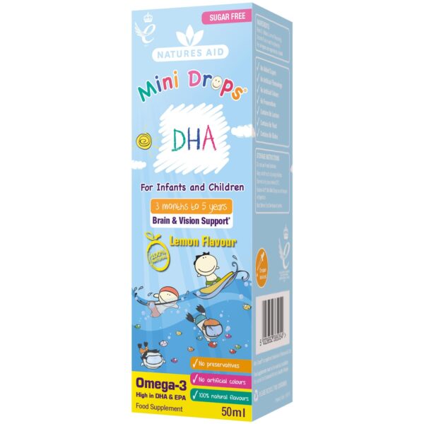 Natures Aid Mini Drops DHA Suplement ushqimor per foshnja dhe femije