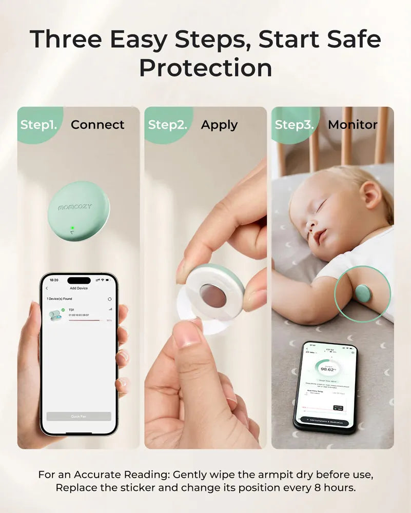 Momcozy Smart Baby Thermometer & Real-Time App Monitoring – Termometër inteligjent për bebe me monitorim në kohë reale në aplikacion
