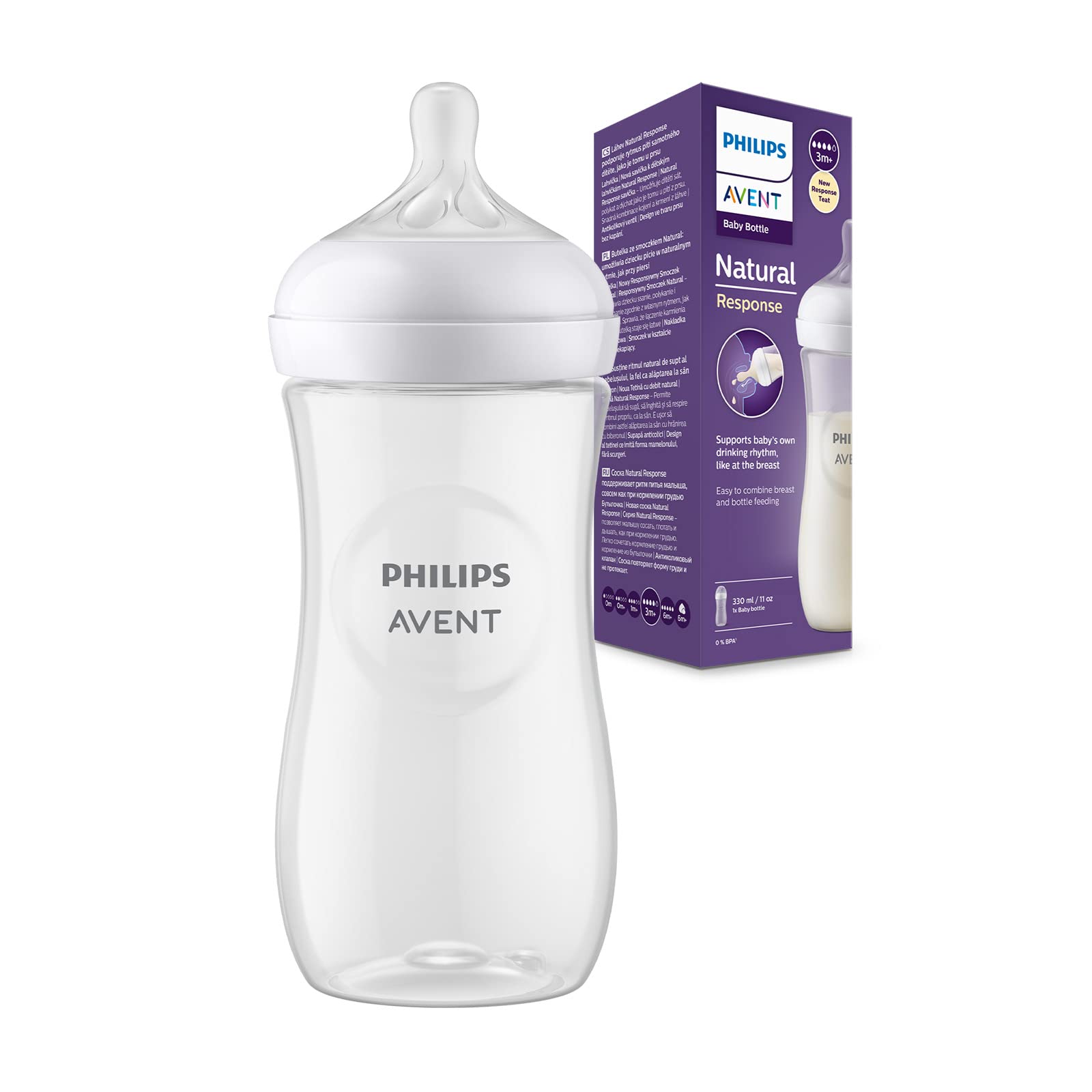 Philips Avent Natural Response Baby Bottle 330ml Biberon Plastik Natyral 3m+