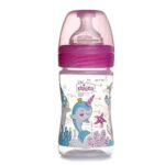 BIBERON CHICCO WELL BEING PLASTIC BOTTLE 0M+ 150ML PINK