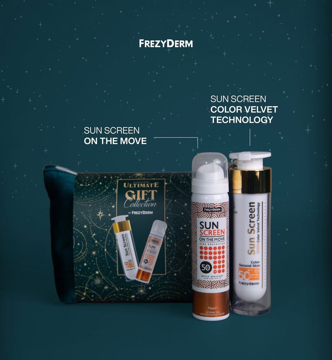 Frezyderm gift set Perfect Protection & Make-Up Bundle Sunscreen Color Velvet SPF50+ + On The Move