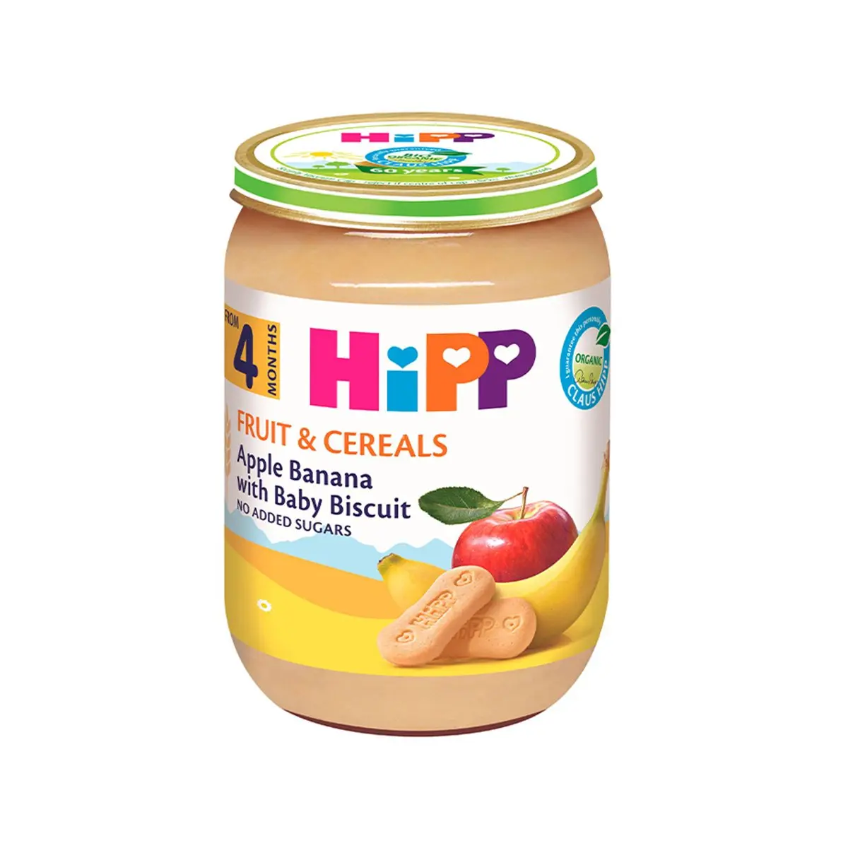 HiPP - Pure mollë, banana, biskotë (4m+)