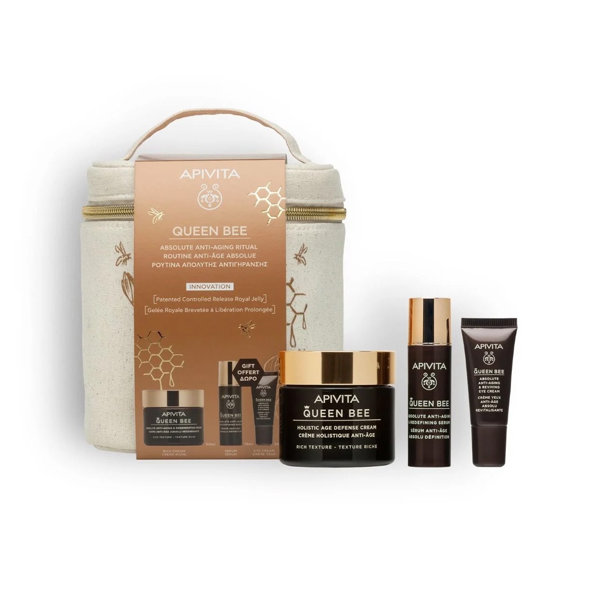 Apivita Queen Bee Absolute Anti-Aging Ritual Rich Texture – Gift Pouch