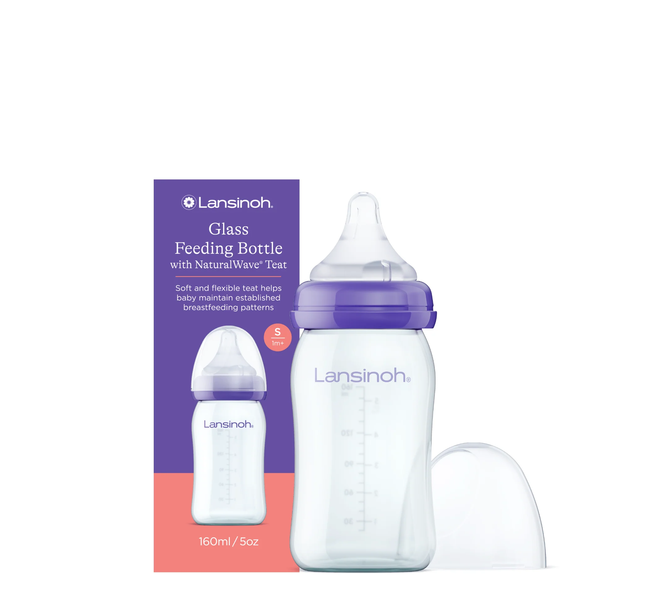 Lansinoh Glass Feeding Bottle - Biberon qelqi Lansinoh 160 ml 1M+